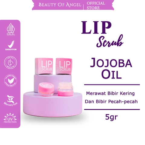 Lip Scrub 5 gr BOA With Jojoba Oil Perawatan Melembabkan Bibir Kering & Pecah Pecah Exfoliasi BPOM Beauty Of Angel